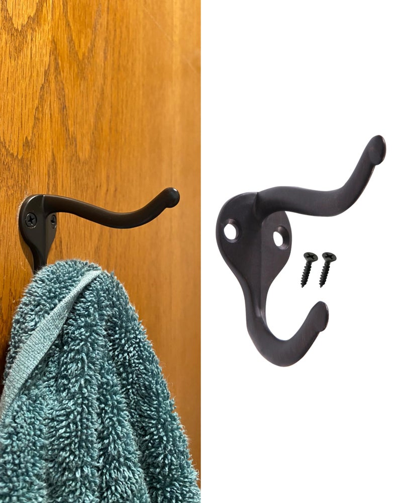 HOWTOOL Coat Hooks Wall Mounted Oil Rubbed Bronze (Black Look): Heavy Duty Zinc Hooks for Wall Hanging, Decorative Hat and Coat Hangers for Entryway, Bathroom, Bedroom, 5 Pack - Image 1